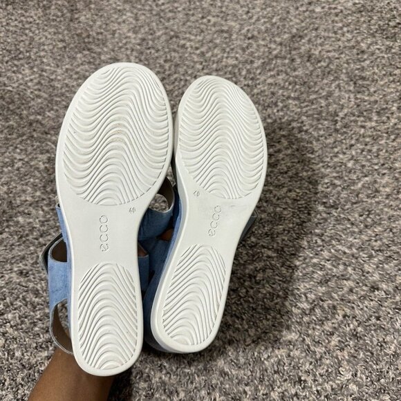Ecco Plateau Sandal Womens Shape Wedge Size US 9-9.5 EU 40 Blue Strappy New - Picture 6 of 7